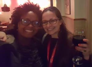 Having a drink in Sweden with Johanna Schwartz, director of They Will Have To Kill Us First.